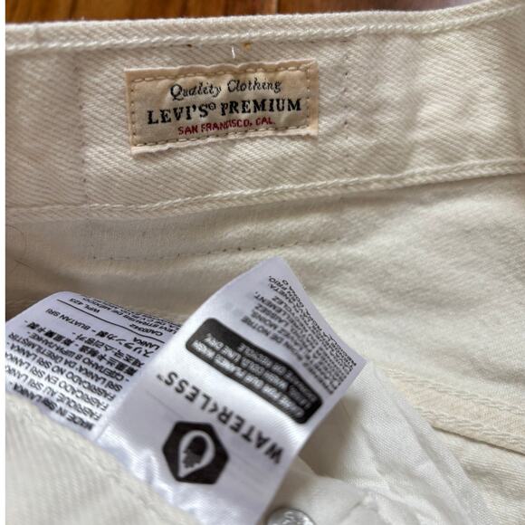 Levi's Premium 501 Jeans - Cream/Off-White - W25 L32 Raw Hem - Picture 5 of 6